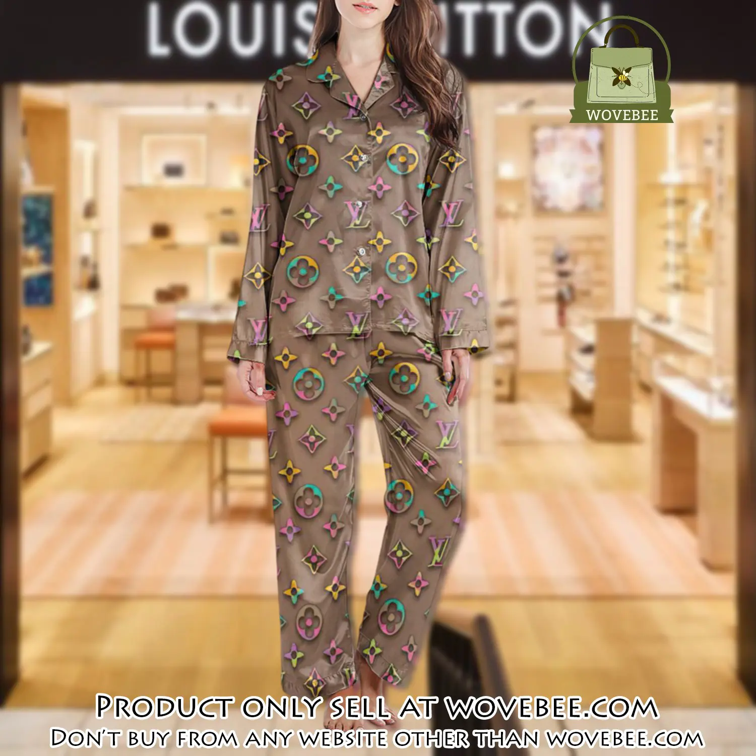 Lv monogram long satin pajama set pjs1003 wvb1352019